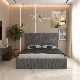 Pat Tapitat Leon Gri Catifea Premium