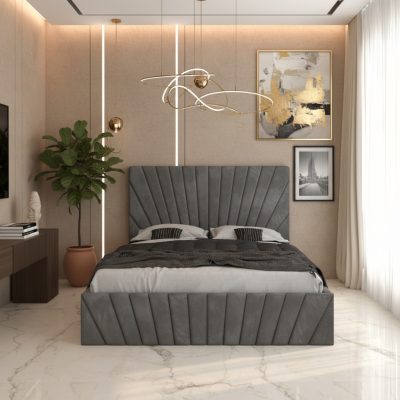 Pat Tapitat Leon Gri Catifea Premium