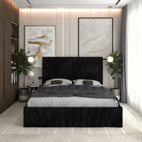 Pat Tapitat Leon Negru Catifea Premium