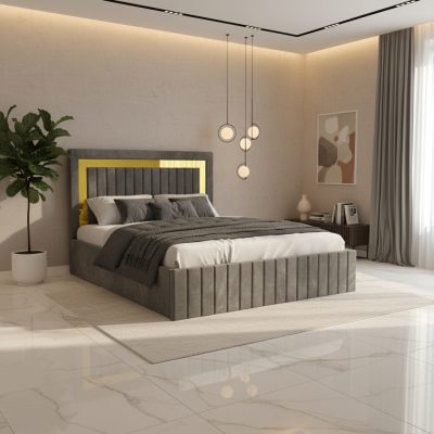 Pat Tapitat Loris Gri Catifea Premium