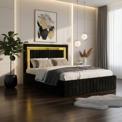 Pat Tapitat Loris Negru Catifea Premium