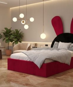 Pat Tapitat Naya Negru Cu Rosu Catifea Premium