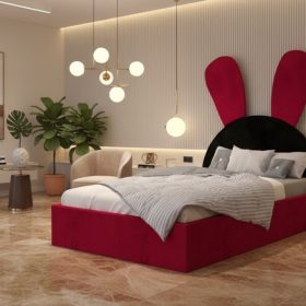 Pat Tapitat Naya Negru Cu Rosu Catifea Premium