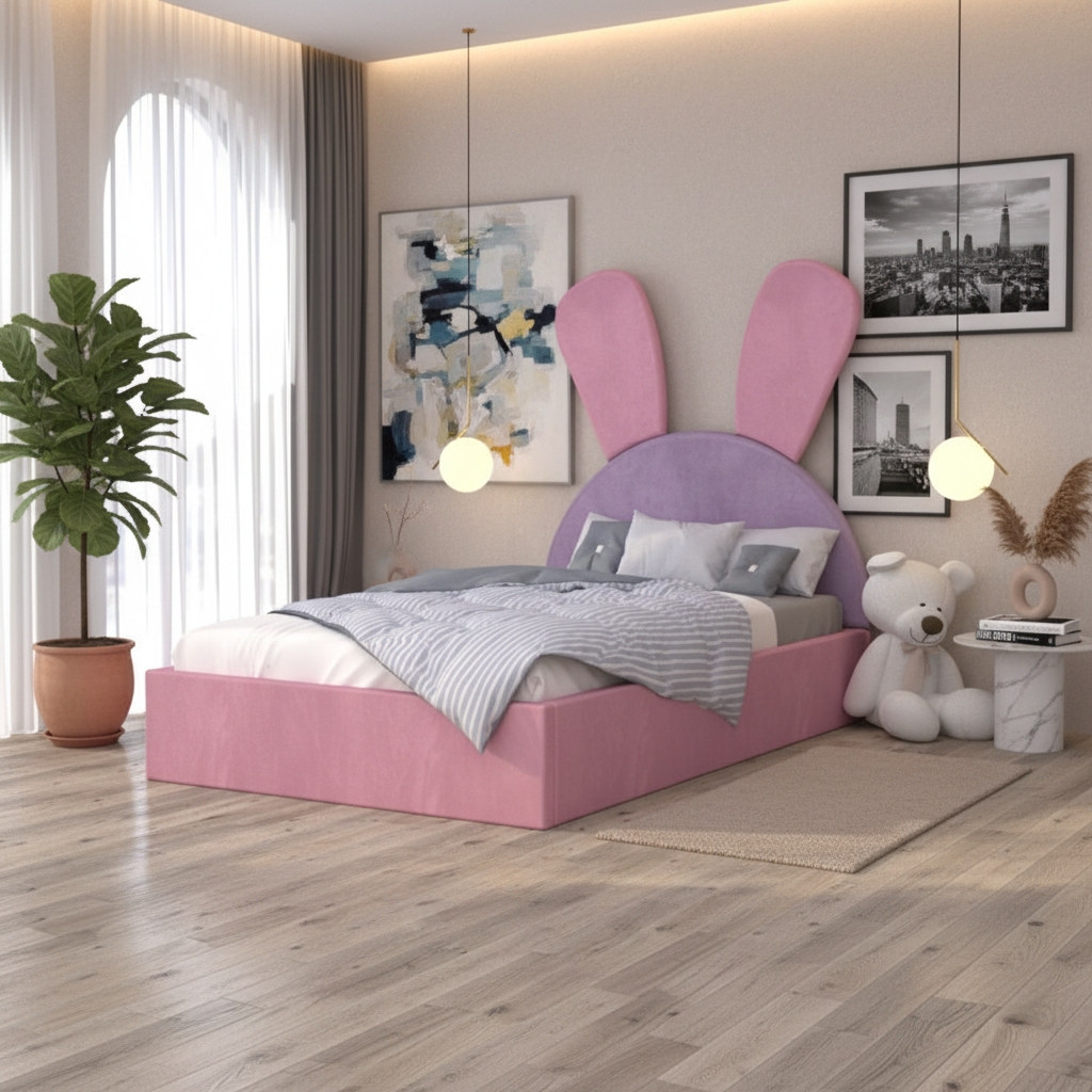 Pat Tapitat Naya Roz cu Mov Catifea Premium