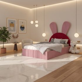 Pat Tapitat Naya Roz cu Rosu Catifea Premium