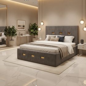 Pat Tapitat Rhea Gri Catifea Premium