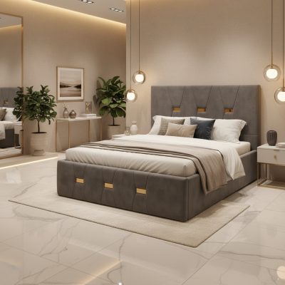 Pat Tapitat Rhea Gri Catifea Premium