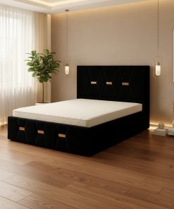 Pat Tapitat Rhea Negru Catifea Premium