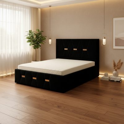 Pat Tapitat Rhea Negru Catifea Premium