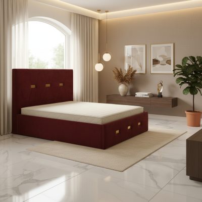 Pat Tapitat Rhea Visiniu Catifea Premium