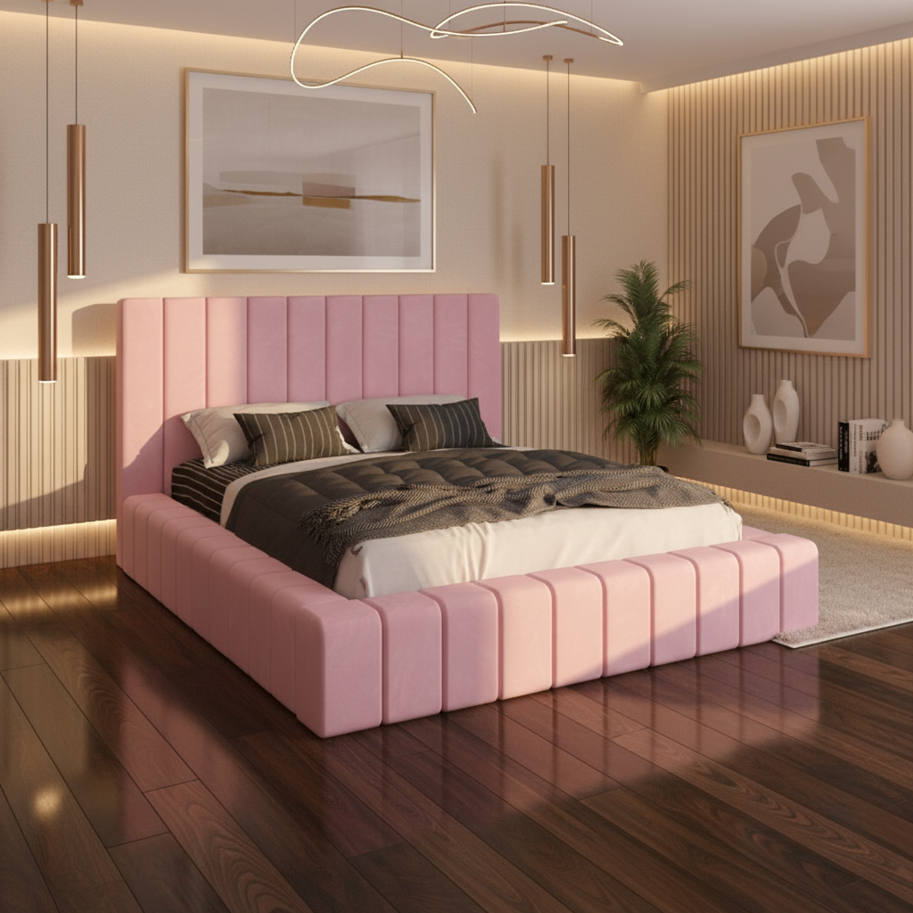 Pat Tapitat Rubin Roz Catifea Premium