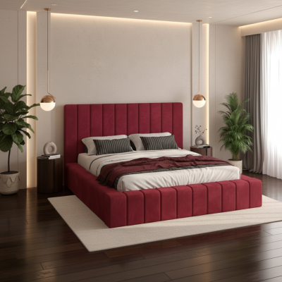 Pat Tapitat Rubin Visiniu Catifea Premium