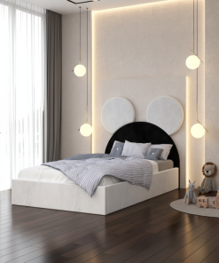 Pat Tapitat Serena cu Catifea Premium Alb Negru