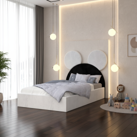 Pat Tapitat Serena cu Catifea Premium Alb Negru