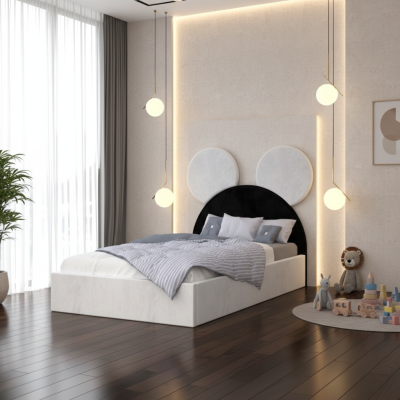 Pat Tapitat Serena cu Catifea Premium Alb Negru