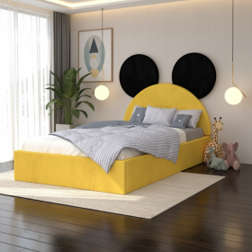 Pat Tapitat Serena cu Catifea Premium Galben Negru