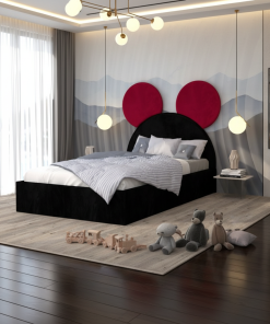 Pat Tapitat Serena cu Catifea Premium Negru Rosu