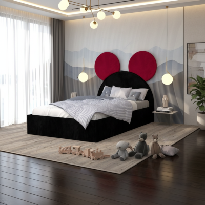 Pat Tapitat Serena cu Catifea Premium Negru Rosu