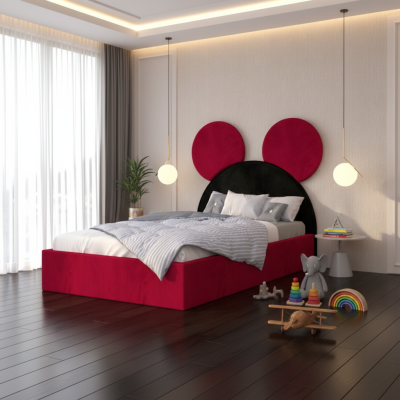 Pat Tapitat Serena cu Catifea Premium Rosu Negru