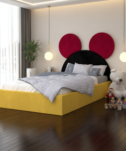 Pat Tapitat Serena cu Catifea Premium Rosu Galben Negru