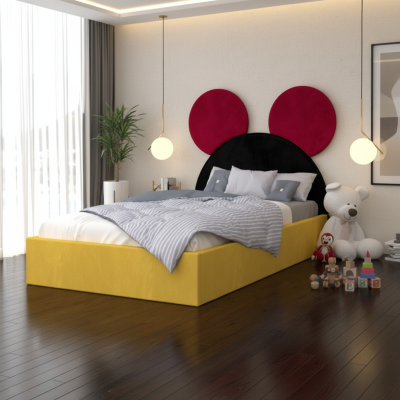 Pat Tapitat Serena cu Catifea Premium Rosu Galben Negru