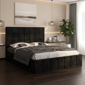 Pat Tapitat Titan Negru Catifea Premium